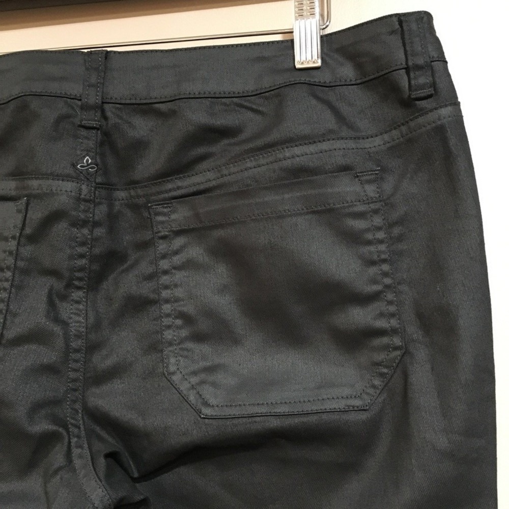 Prana Jett Coated Waxed Pants Women 10/30 Black Goth Moto Streetwear Edgy Skinny - Picture 11 of 15